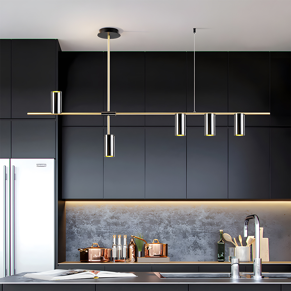 Minimalist Industrial Linear Chandelier For Modern Kitchen 