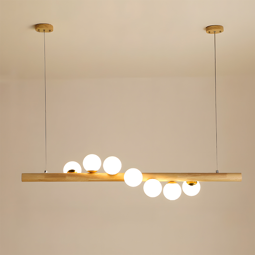 Minimalist Linear Wood Glass Pendant Light
