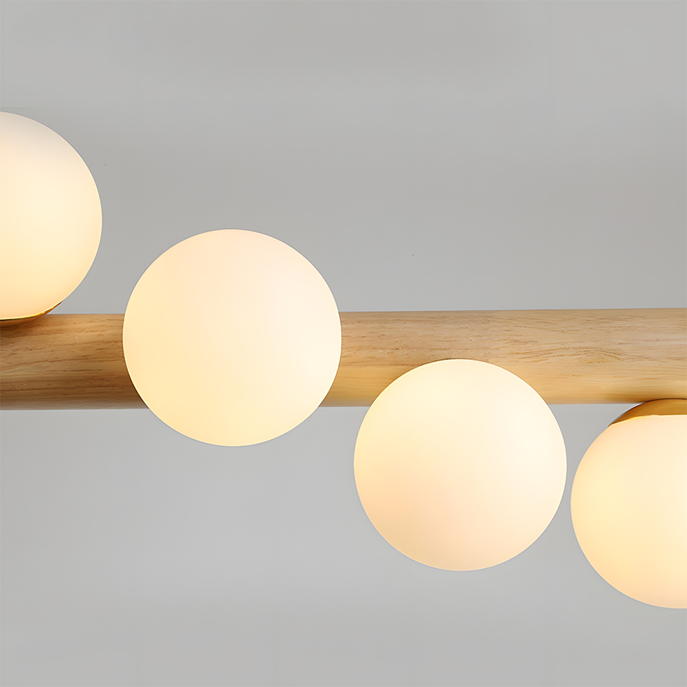 Minimalist Linear Wood Glass Pendant Light