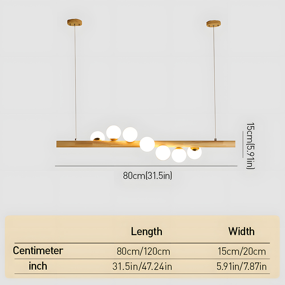 Minimalist Linear Wood Glass Pendant Light
