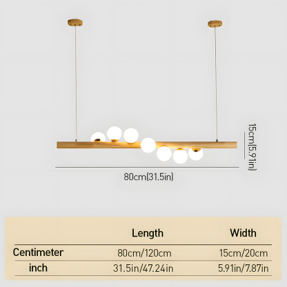 Minimalist Linear Wood Glass Pendant Light