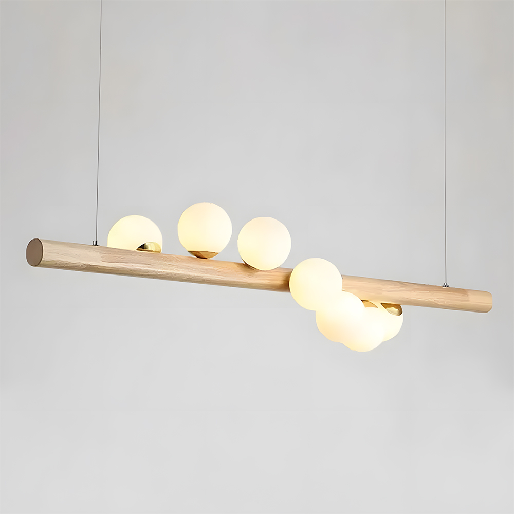 Minimalist Linear Wood Glass Pendant Light