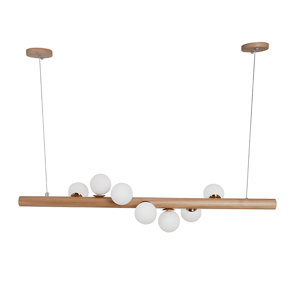 Minimalist Linear Wood Glass Pendant Light