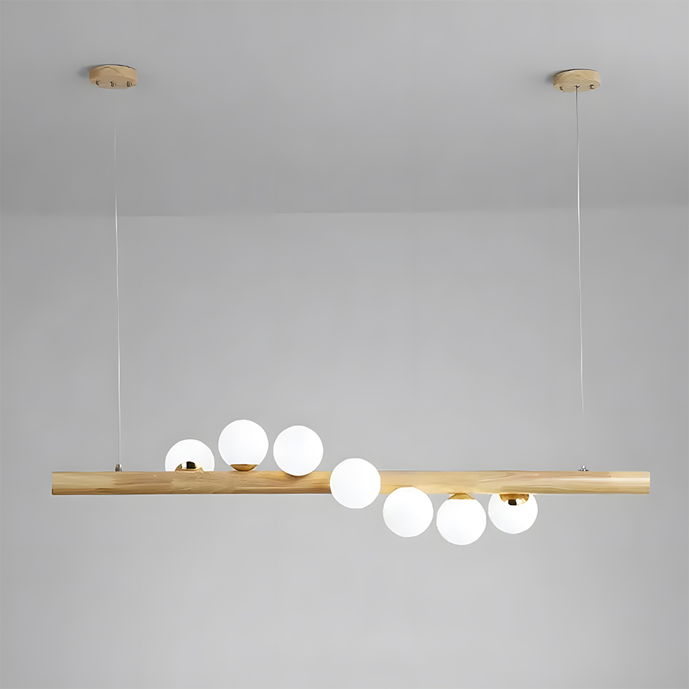 Minimalist Linear Wood Glass Pendant Light