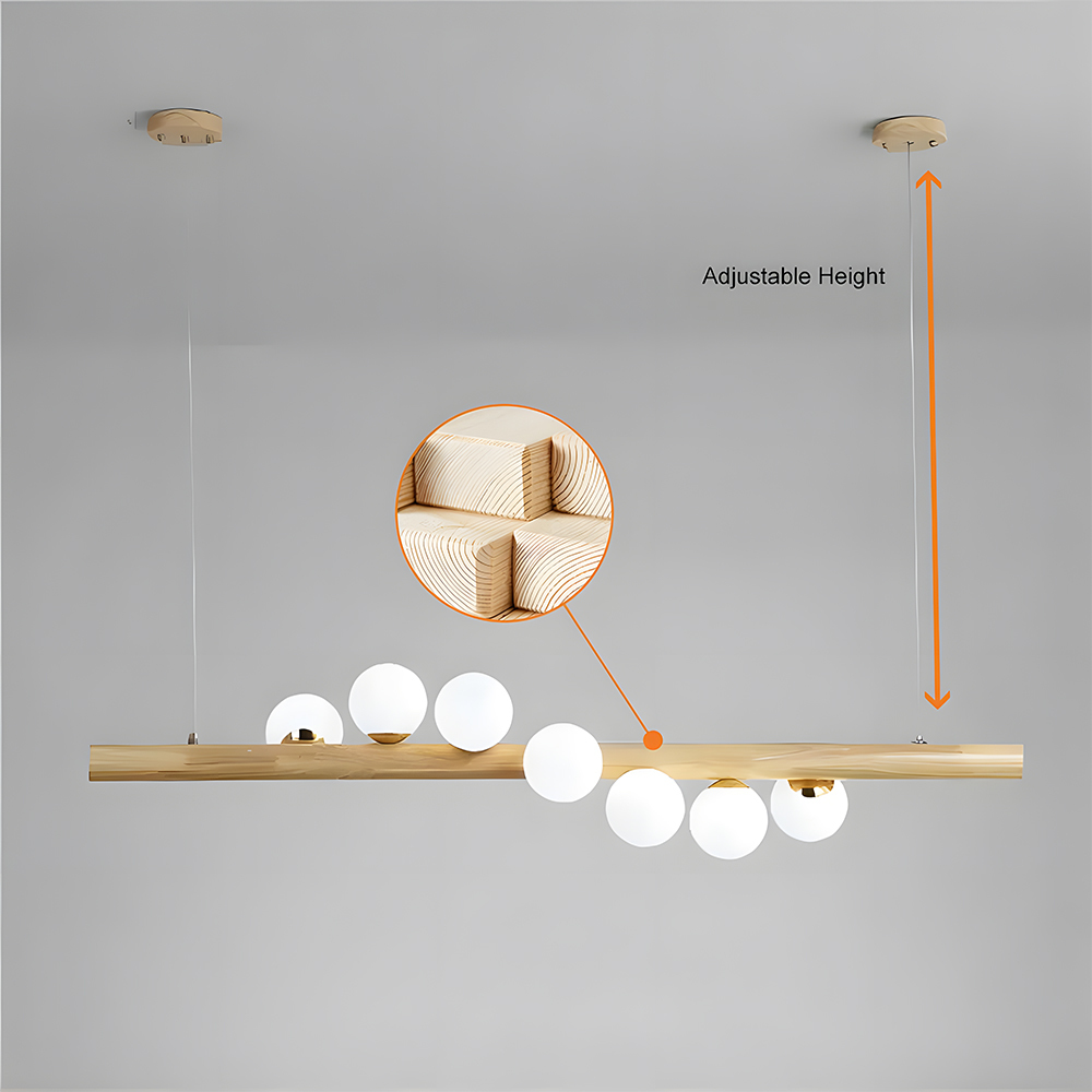Minimalist Linear Wood Glass Pendant Light