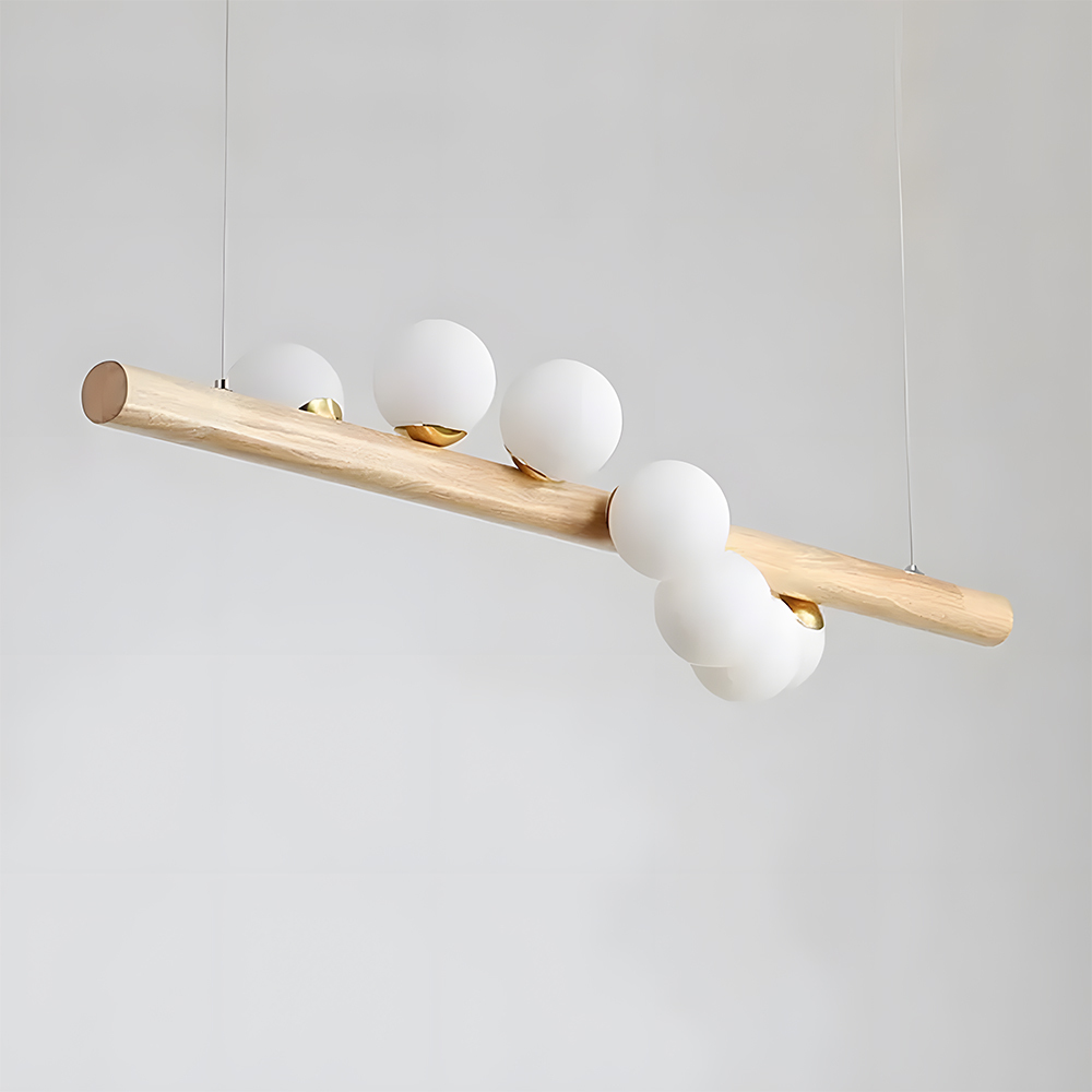 Minimalist Linear Wood Glass Pendant Light