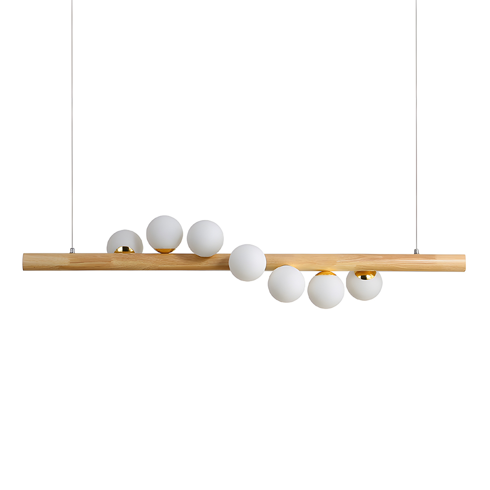 Minimalist Linear Wood Glass Pendant Light