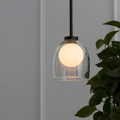 Minimalist Transparent Clear Glass Iron Frame Pendant Light 