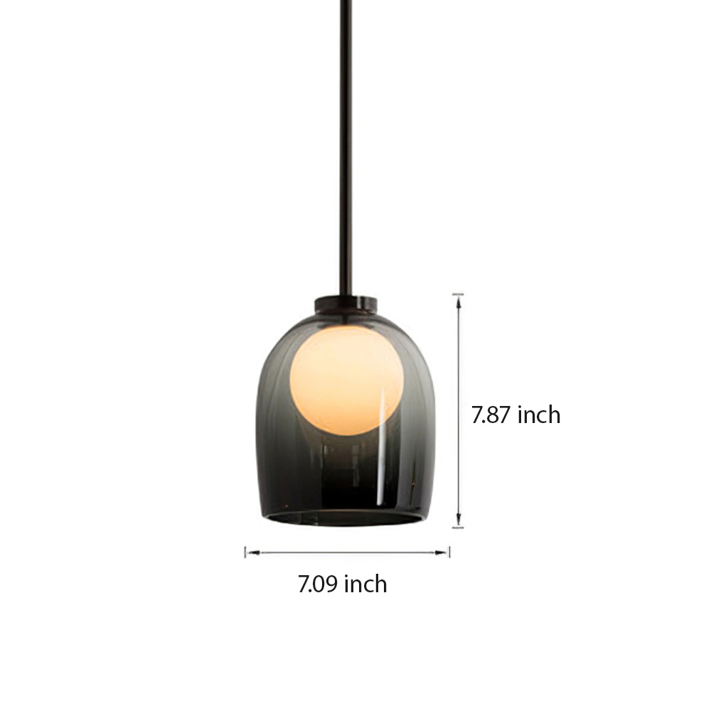Minimalist Transparent Clear Glass Iron Frame Pendant Light 