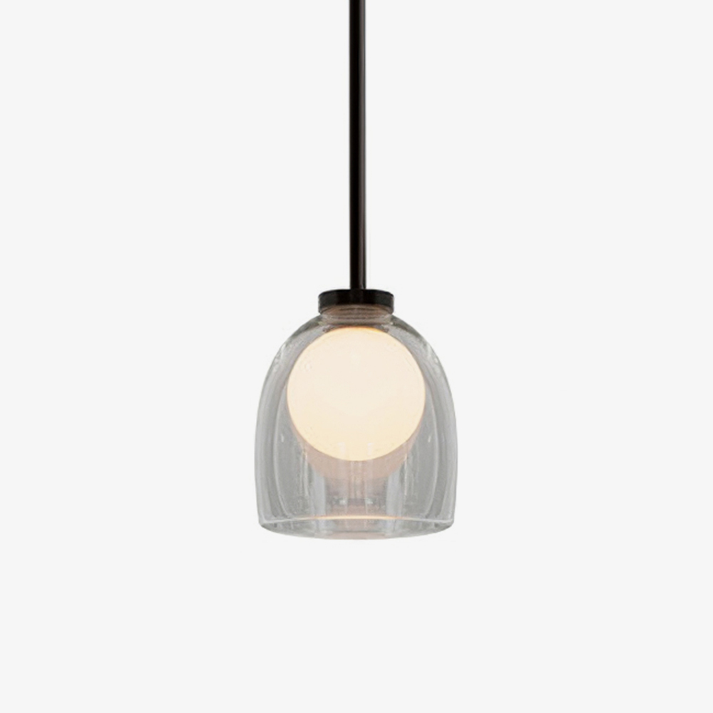 Minimalist Transparent Clear Glass Iron Frame Pendant Light 