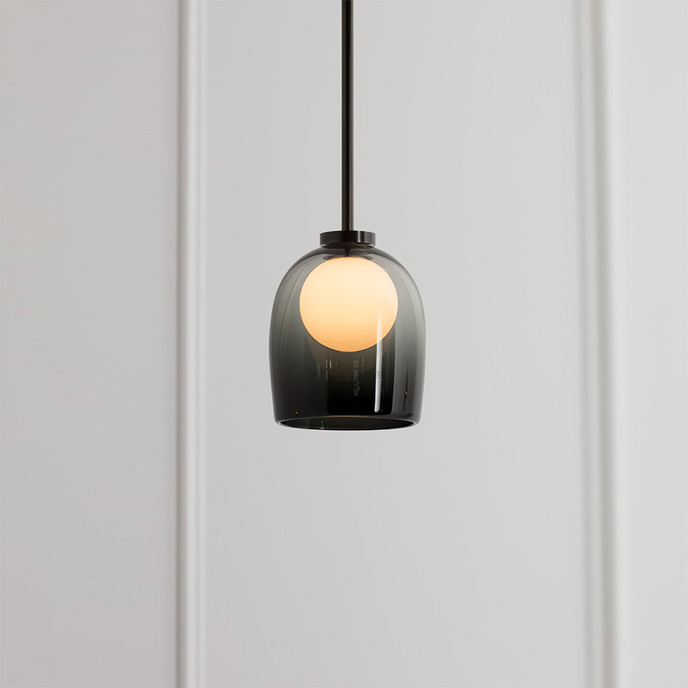 Minimalist Transparent Clear Glass Iron Frame Pendant Light 