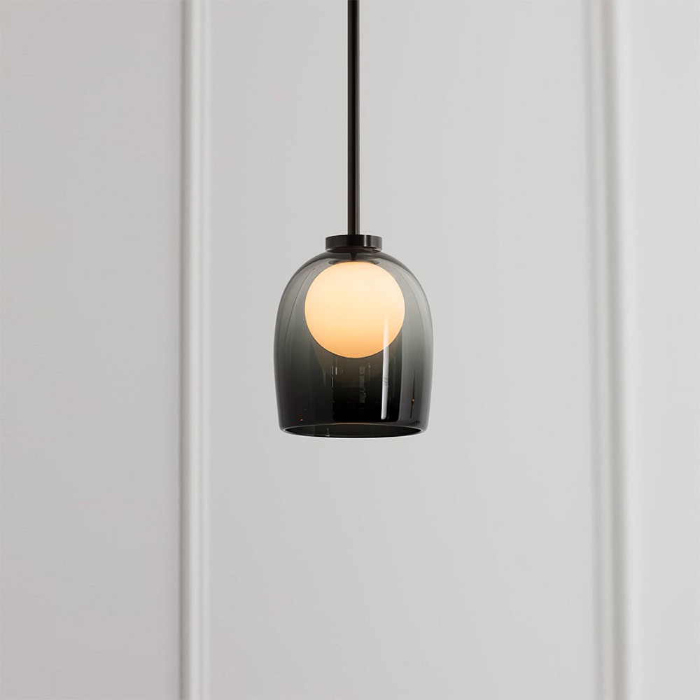 Minimalist Transparent Clear Glass Iron Frame Pendant Light 