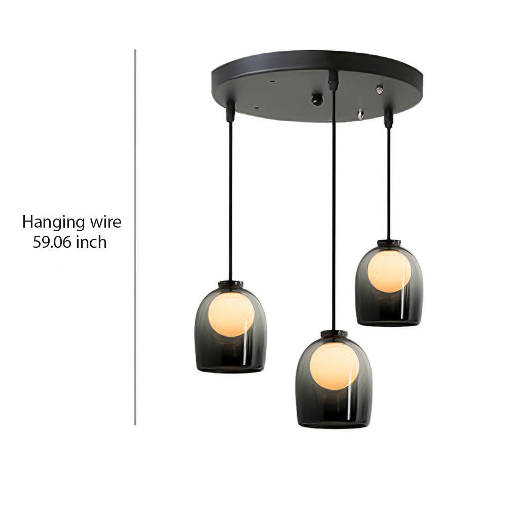 Minimalist Transparent Clear Glass Iron Frame Pendant Light 