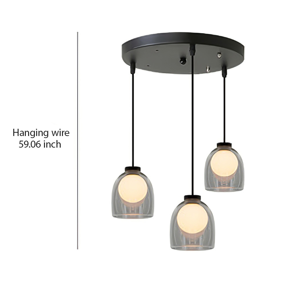 Minimalist Transparent Clear Glass Iron Frame Pendant Light 