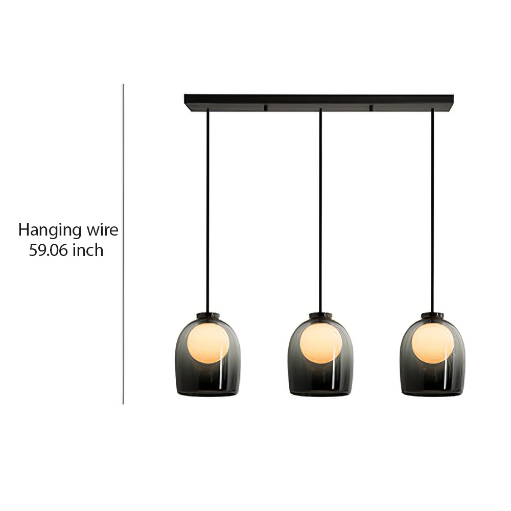 Minimalist Transparent Clear Glass Iron Frame Pendant Light 