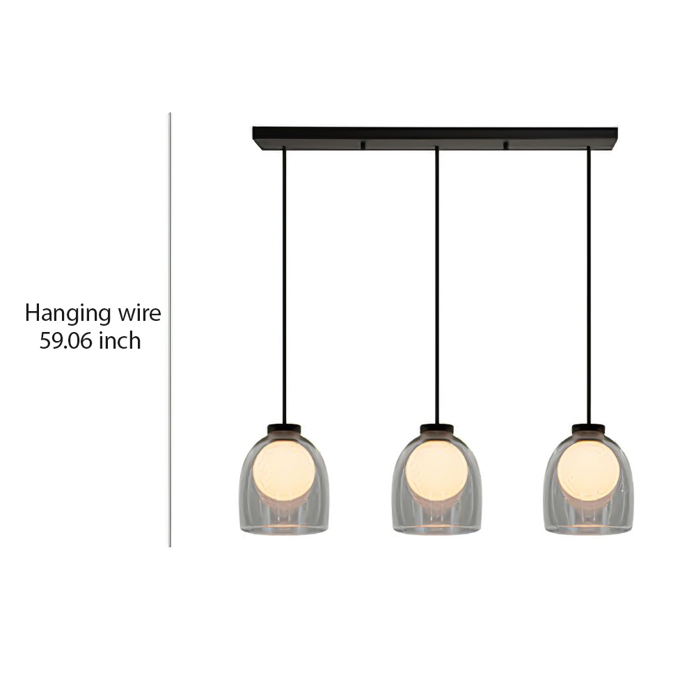 Minimalist Transparent Clear Glass Iron Frame Pendant Light 