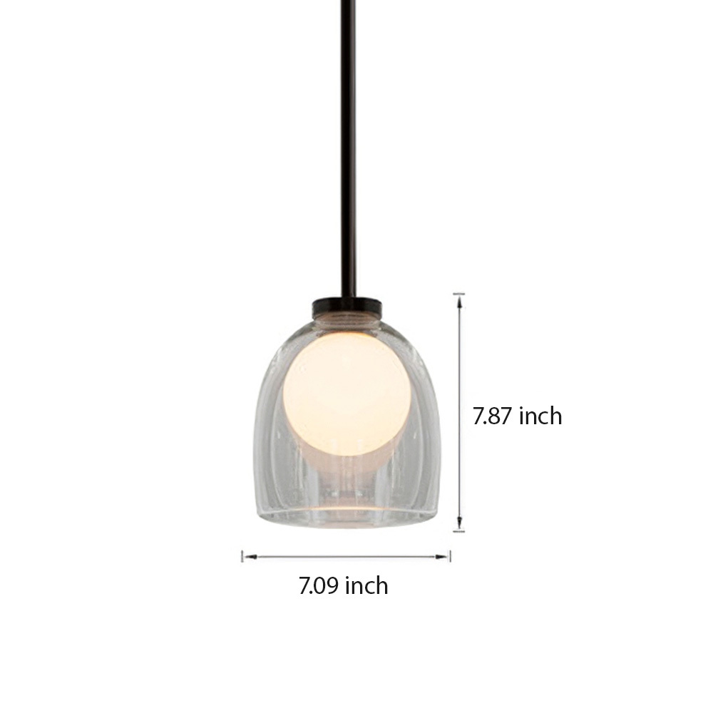 Minimalist Transparent Clear Glass Iron Frame Pendant Light 