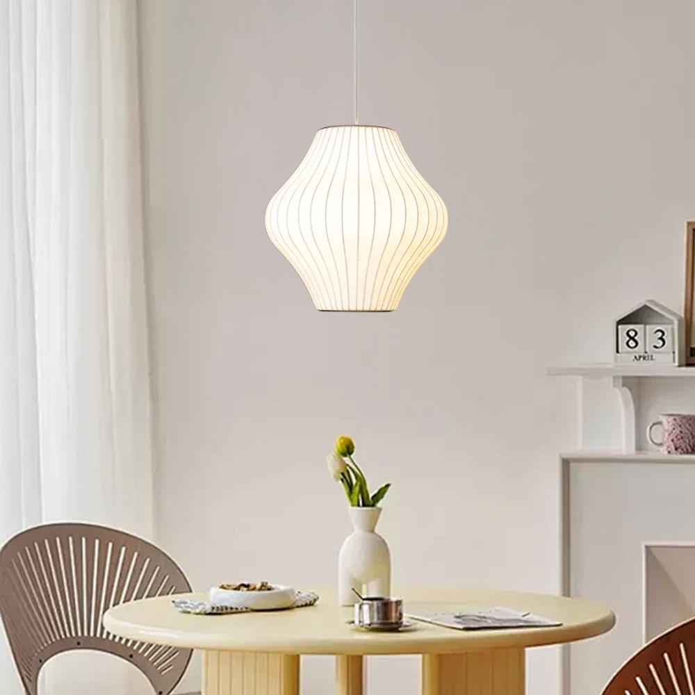 Farmhouse Pendant Light - Minimalist White Nelson Bubble Lights