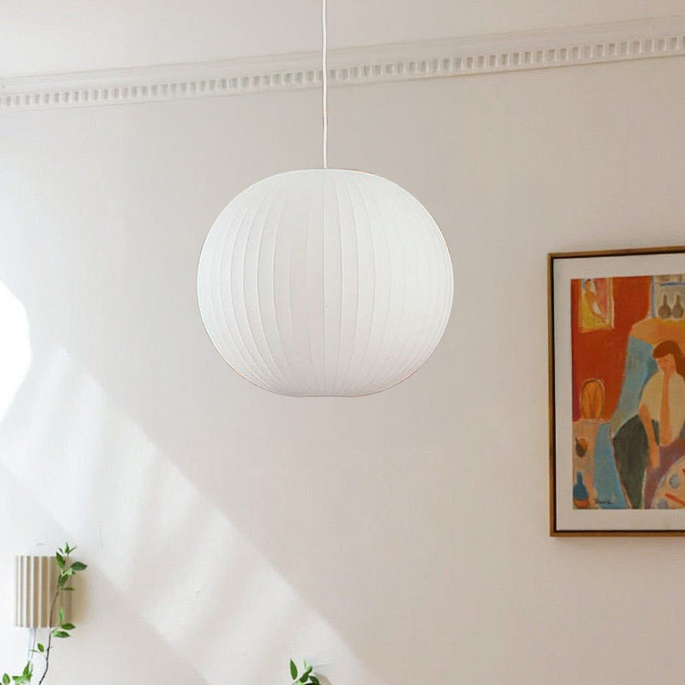 Farmhouse Pendant Light - Minimalist White Nelson Bubble Lights