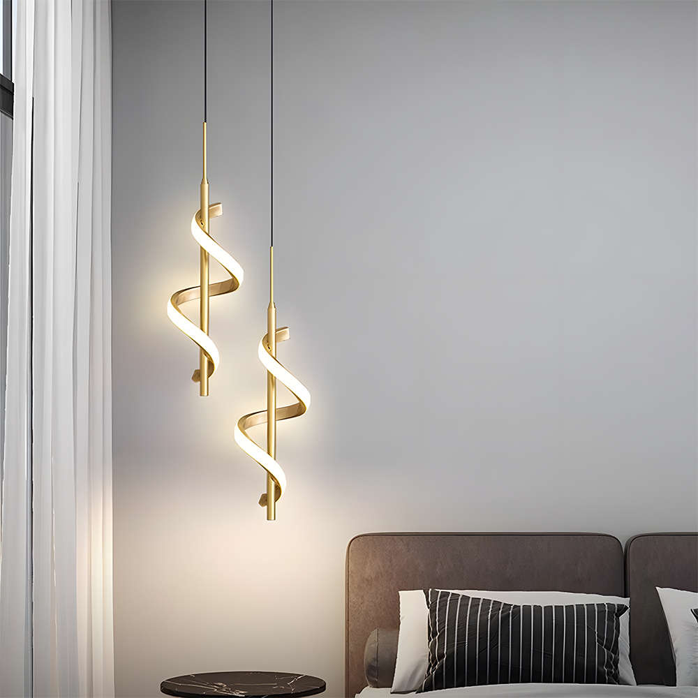 Modern Aluminum Slim Vertical LED Kitchen Island Hanging Light 