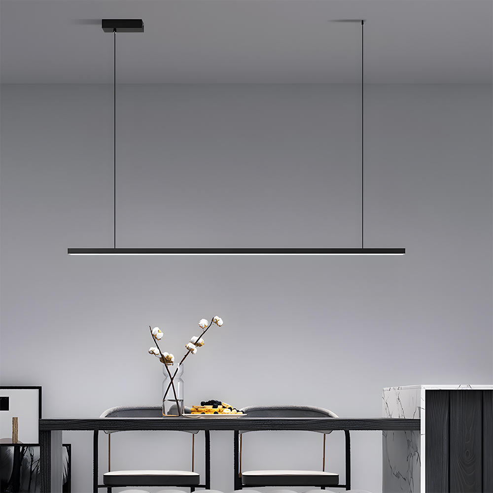 Modern Black Dimmable LED Linear Pendant Light 