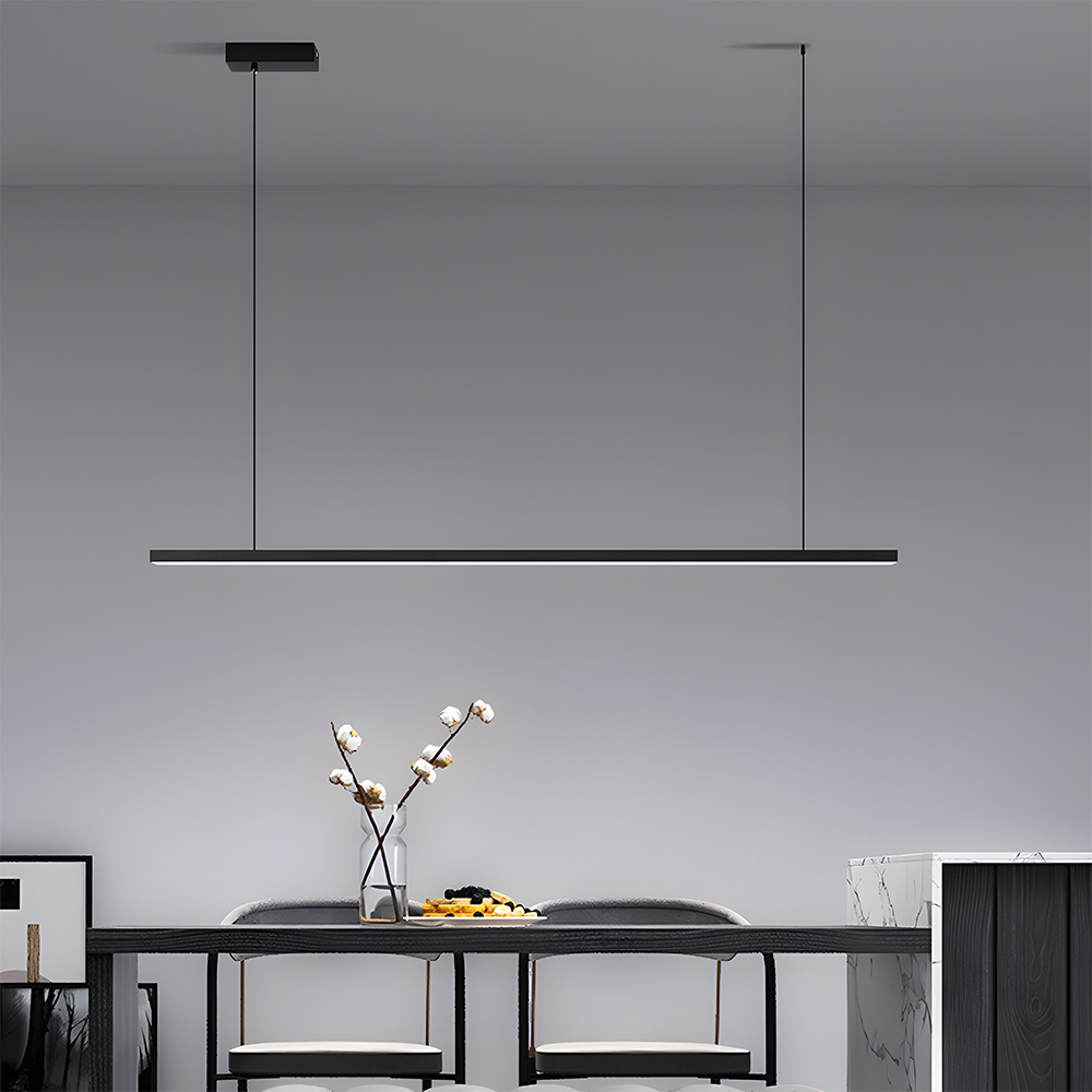 Modern Black Dimmable LED Linear Pendant Light 