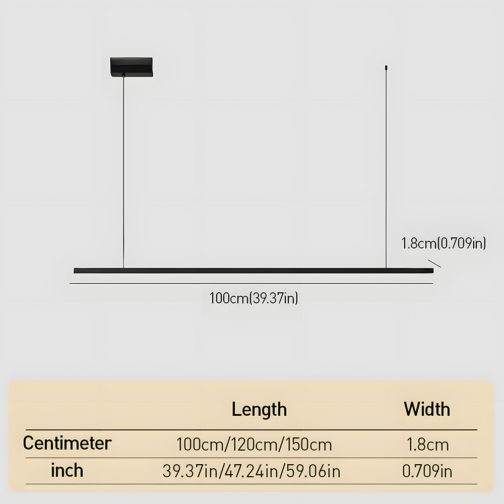 Modern Black Dimmable LED Linear Pendant Light 