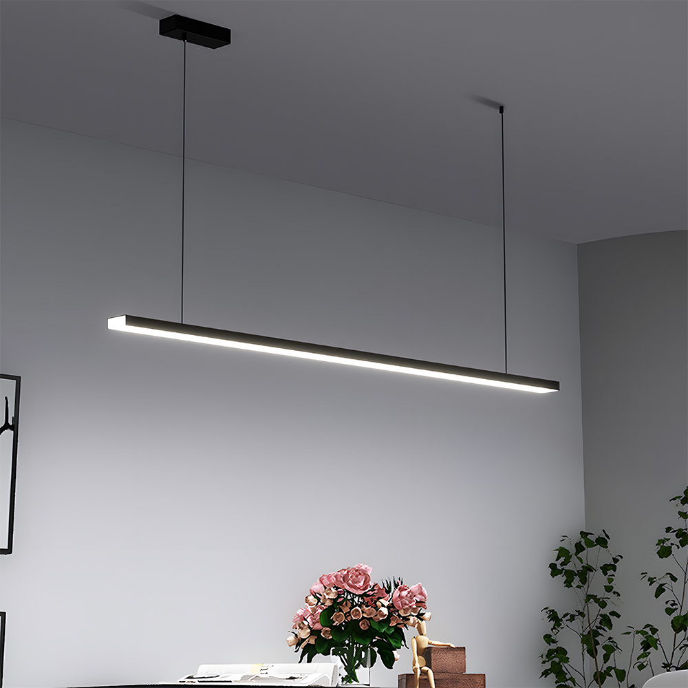 Modern Black Dimmable LED Linear Pendant Light 