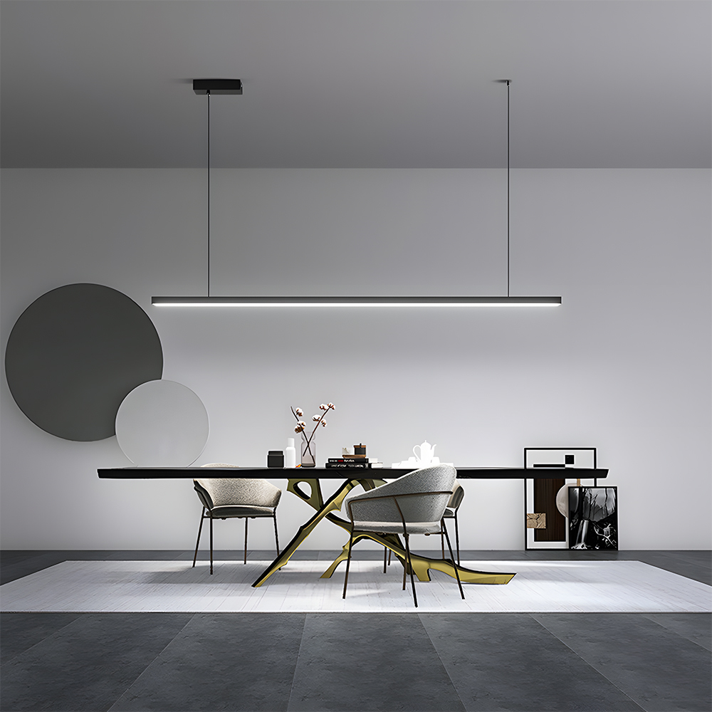 Modern Black Dimmable LED Linear Pendant Light 
