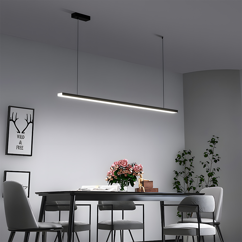 Modern Black Dimmable LED Linear Pendant Light 