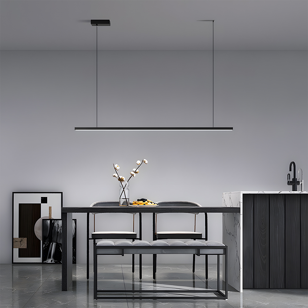 Modern Black Dimmable LED Linear Pendant Light 
