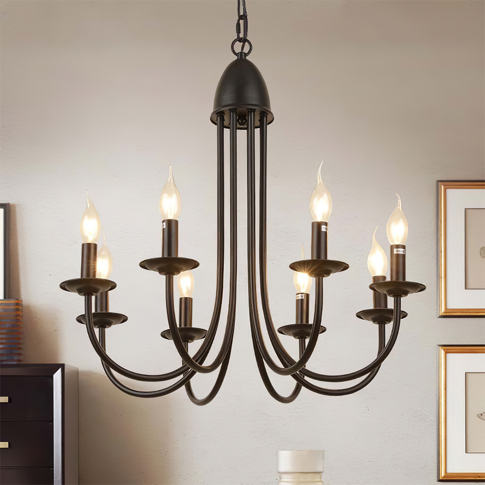 Modern Black Iron Chandelier Light Fixture – 6/8-Light