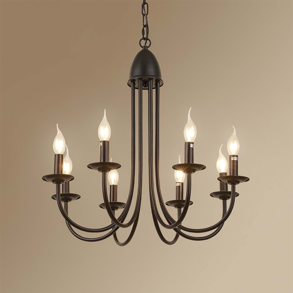 Modern Black Iron Chandelier Light Fixture – 6/8-Light