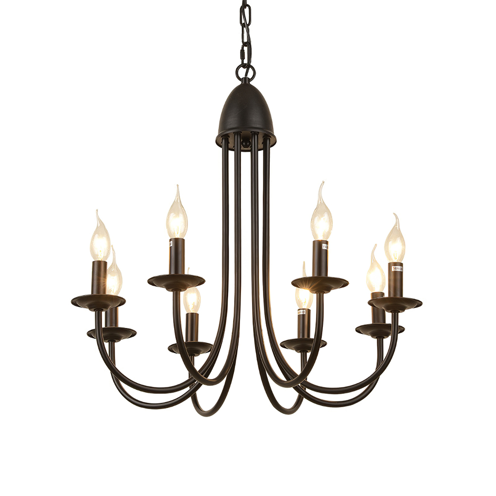 Modern Black Iron Chandelier Light Fixture – 6/8-Light