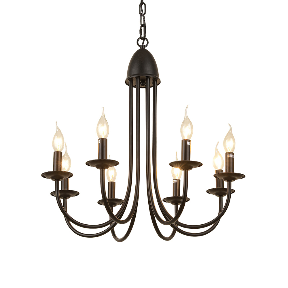 Modern Black Iron Chandelier Light Fixture – 6/8-Light