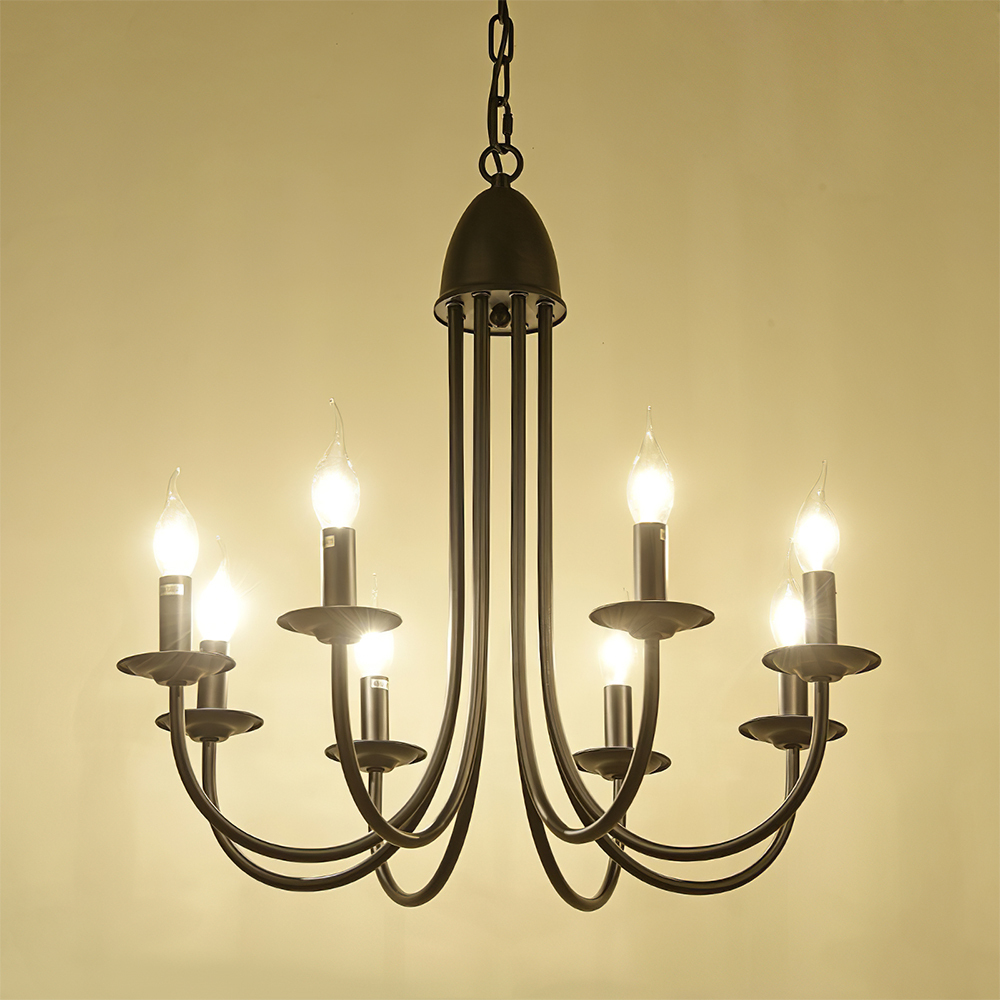 Modern Black Iron Chandelier Light Fixture – 6/8-Light