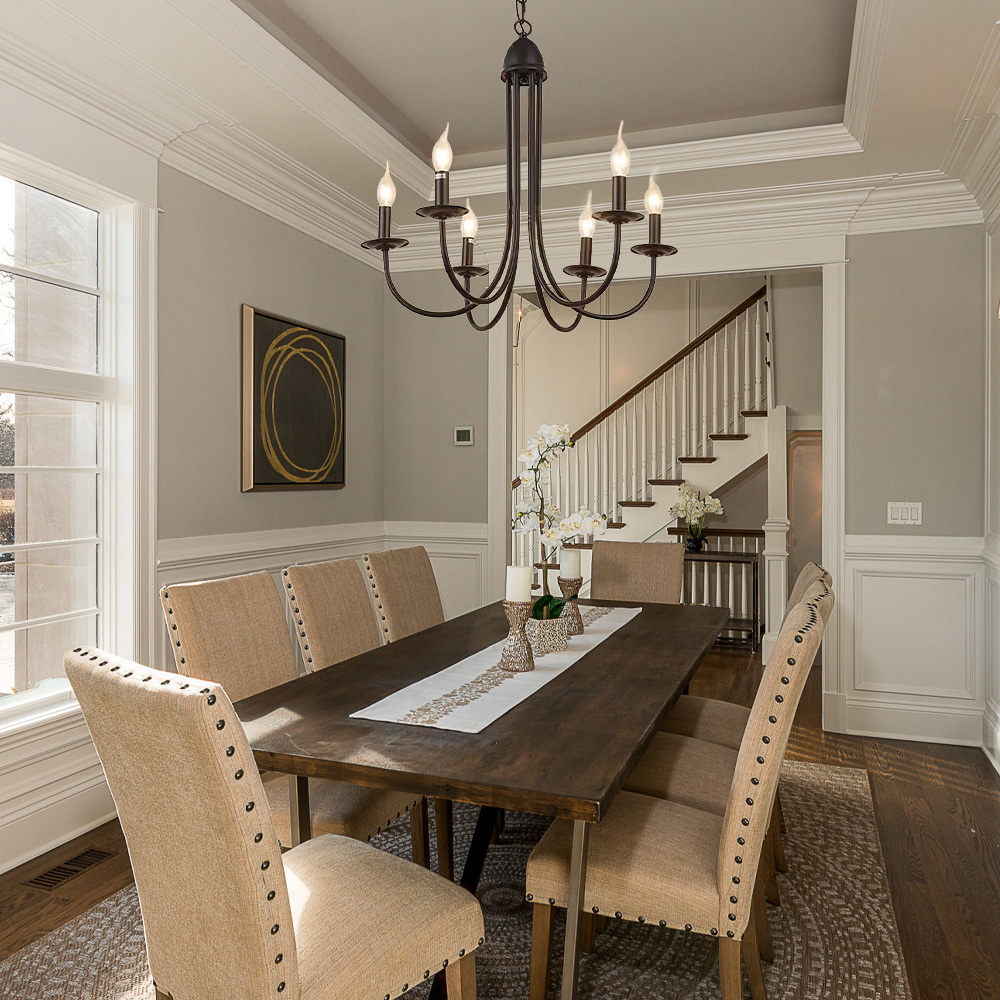 Modern Black Iron Chandelier Light Fixture – 6/8-Light