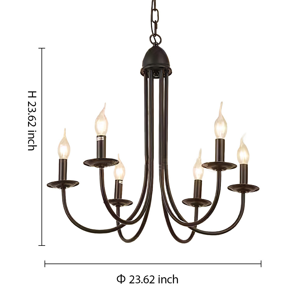 Modern Black Iron Chandelier Light Fixture – 6/8-Light