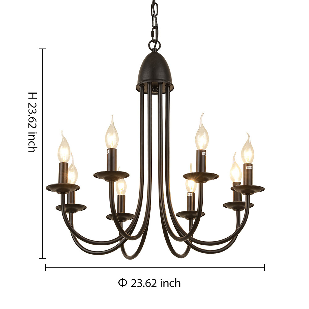 Modern Black Iron Chandelier Light Fixture – 6/8-Light