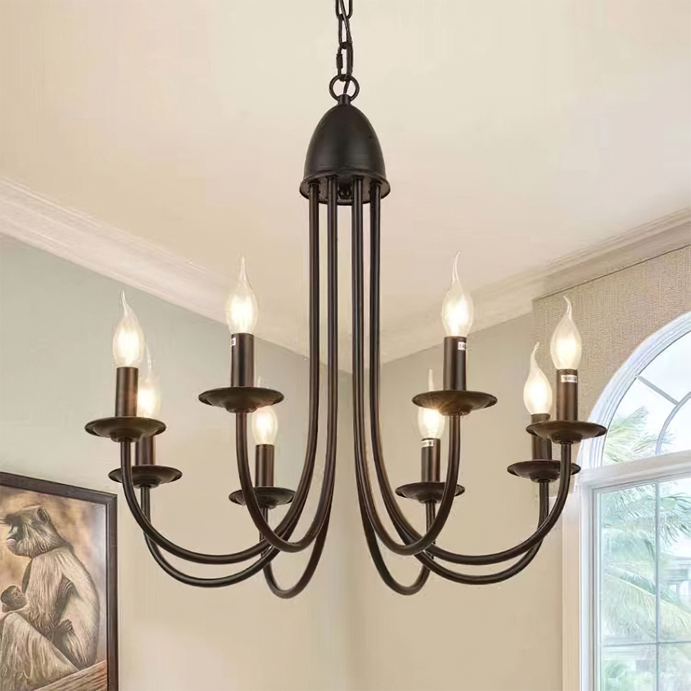 Modern Black Iron Chandelier Light Fixture – 6/8-Light