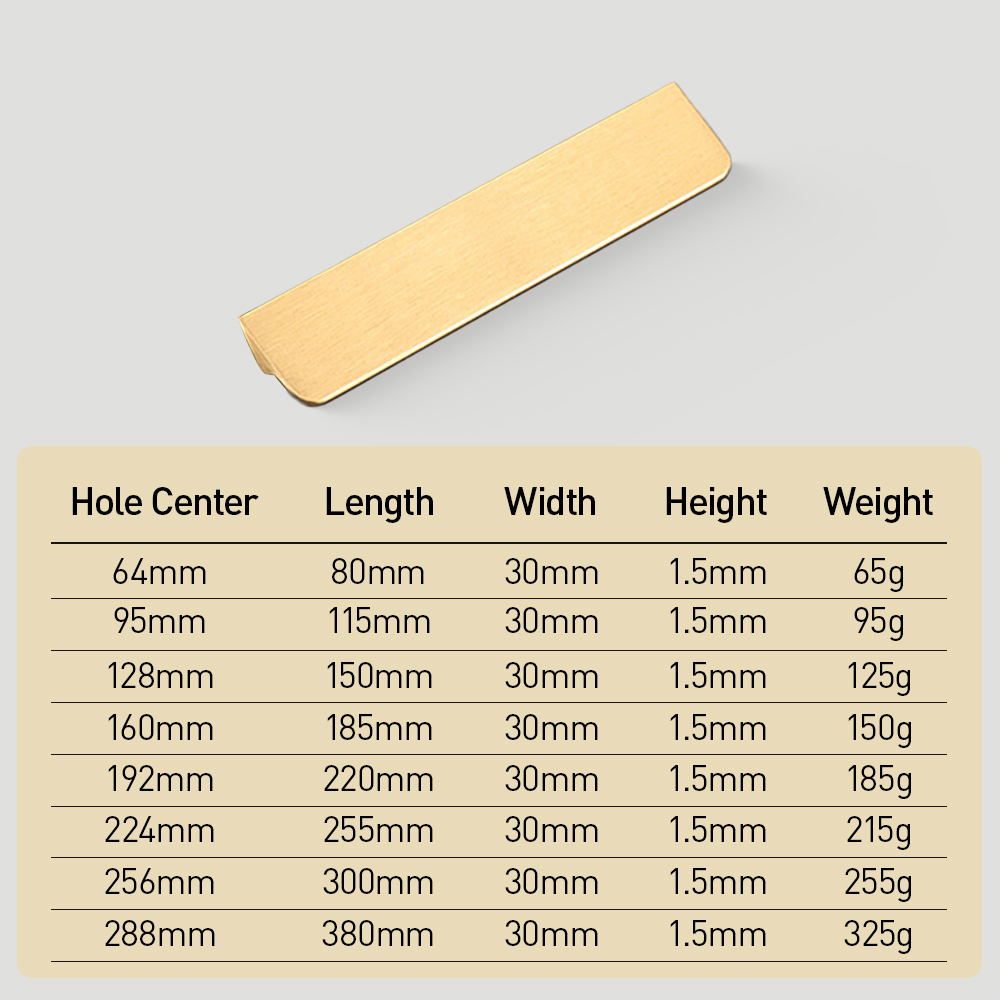 Modern Classic Gold Brass kitchen Drawer Pulls