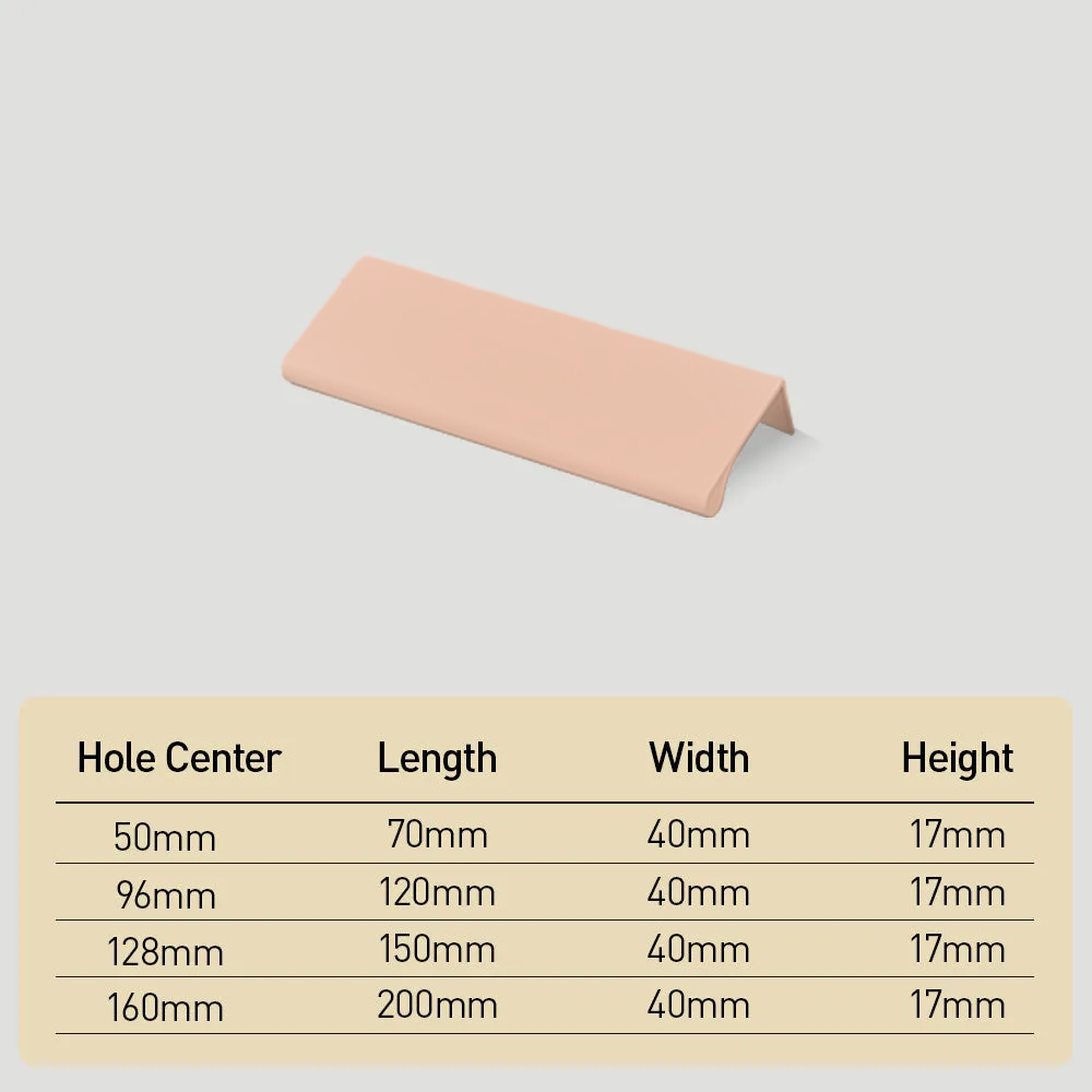 Modern Colorful Aluminum Edge Pulls for Kitchen Drawers