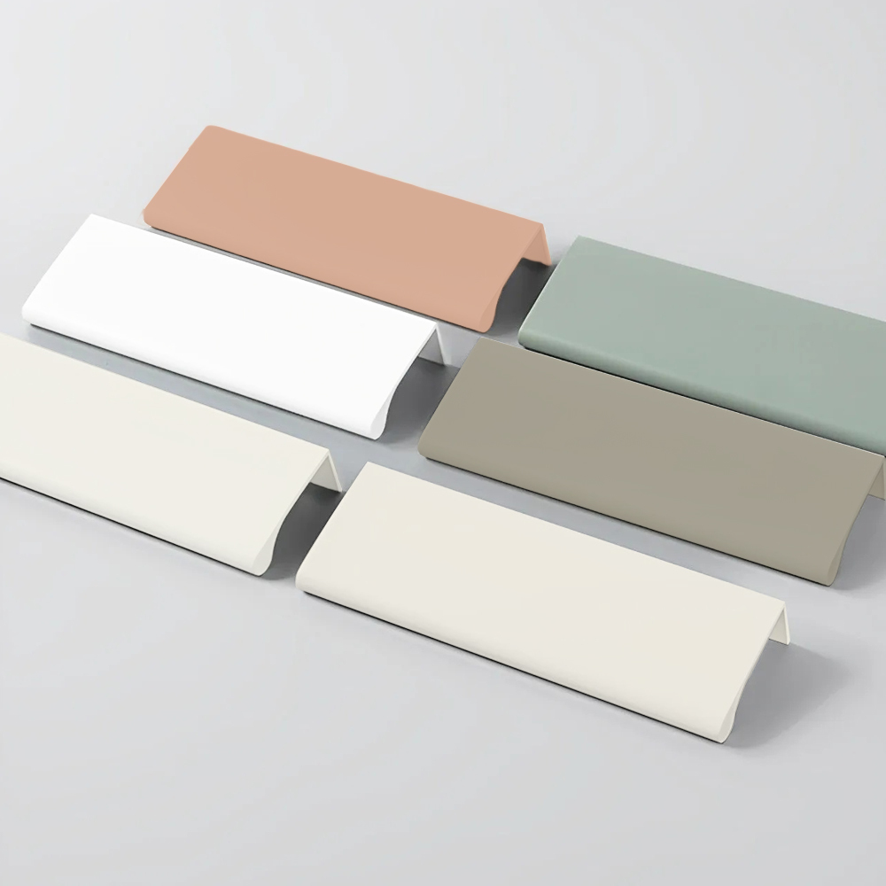 Modern Colorful Aluminum Edge Pulls for Kitchen Drawers