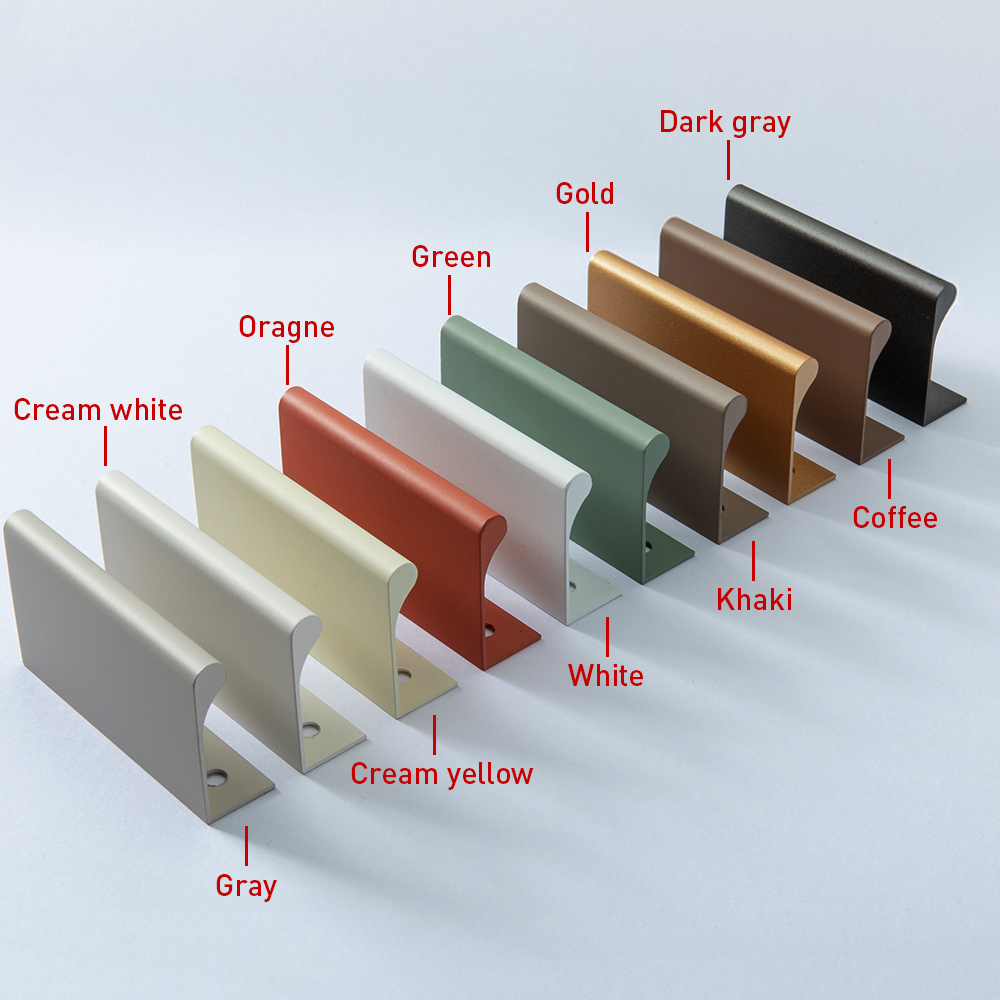 Modern Colorful Aluminum Edge Pulls for Kitchen Drawers
