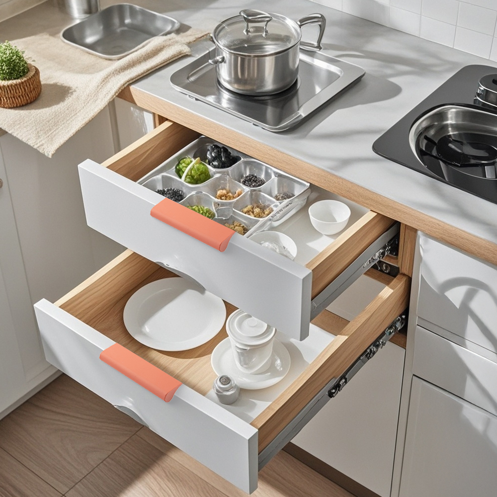 Modern Colorful Aluminum Edge Pulls for Kitchen Drawers