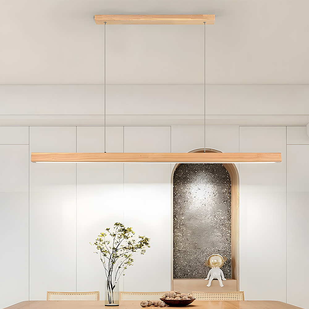 Modern Dimmable Wooden LED Linear Pendant Light 