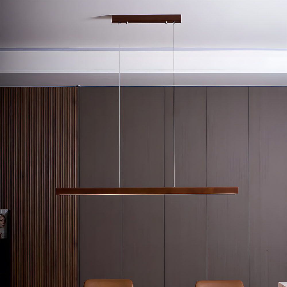 Modern Dimmable Wooden LED Linear Pendant Light 