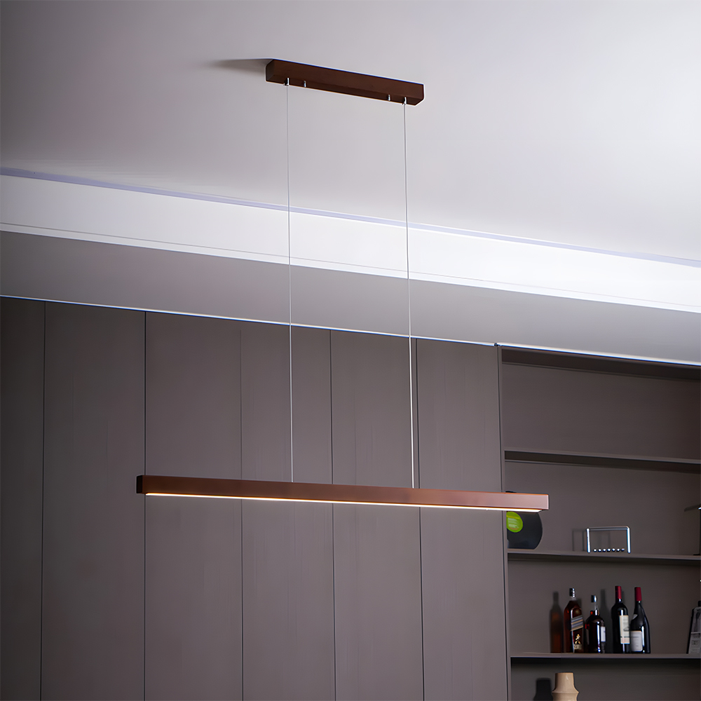 Modern Dimmable Wooden LED Linear Pendant Light 