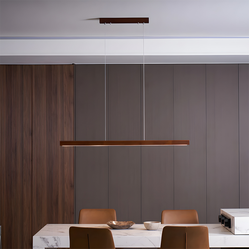 Modern Dimmable Wooden LED Linear Pendant Light 