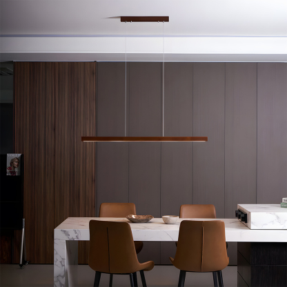 Modern Dimmable Wooden LED Linear Pendant Light 